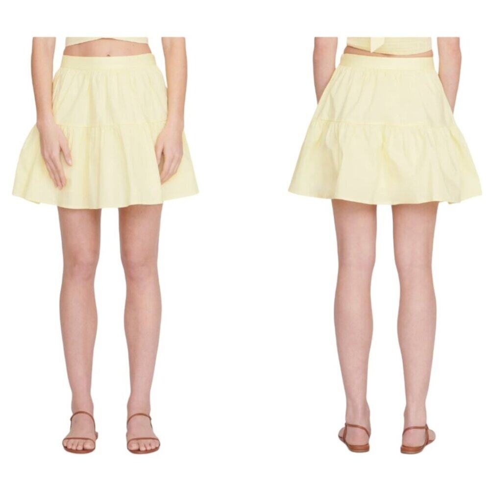 Staud Sea Tiered Mini Circle Skirt Sunray Yellow Size 4 NWOT $175 MSRP